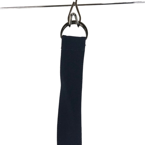 Boutique Navy Blue Fabric Circle Clasp Belt 4 - Picture 2 of 3